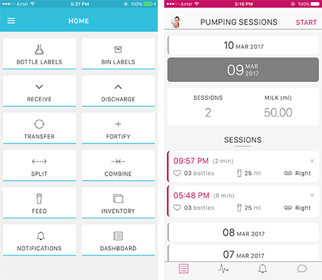 The Keriton app simplifies the pumping and logging processes for both moms and nurses.